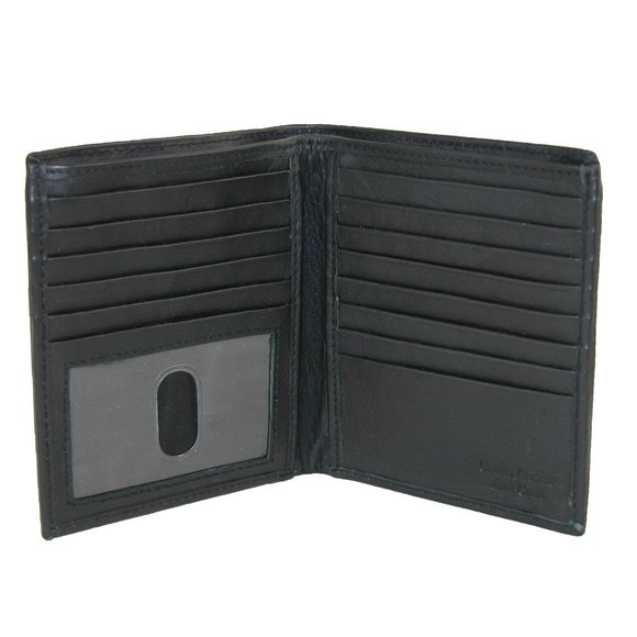 PAUL & TAYLOR Men's Black Pebbled Leather Hipster Bifold Wallet - Picture 1 of 5